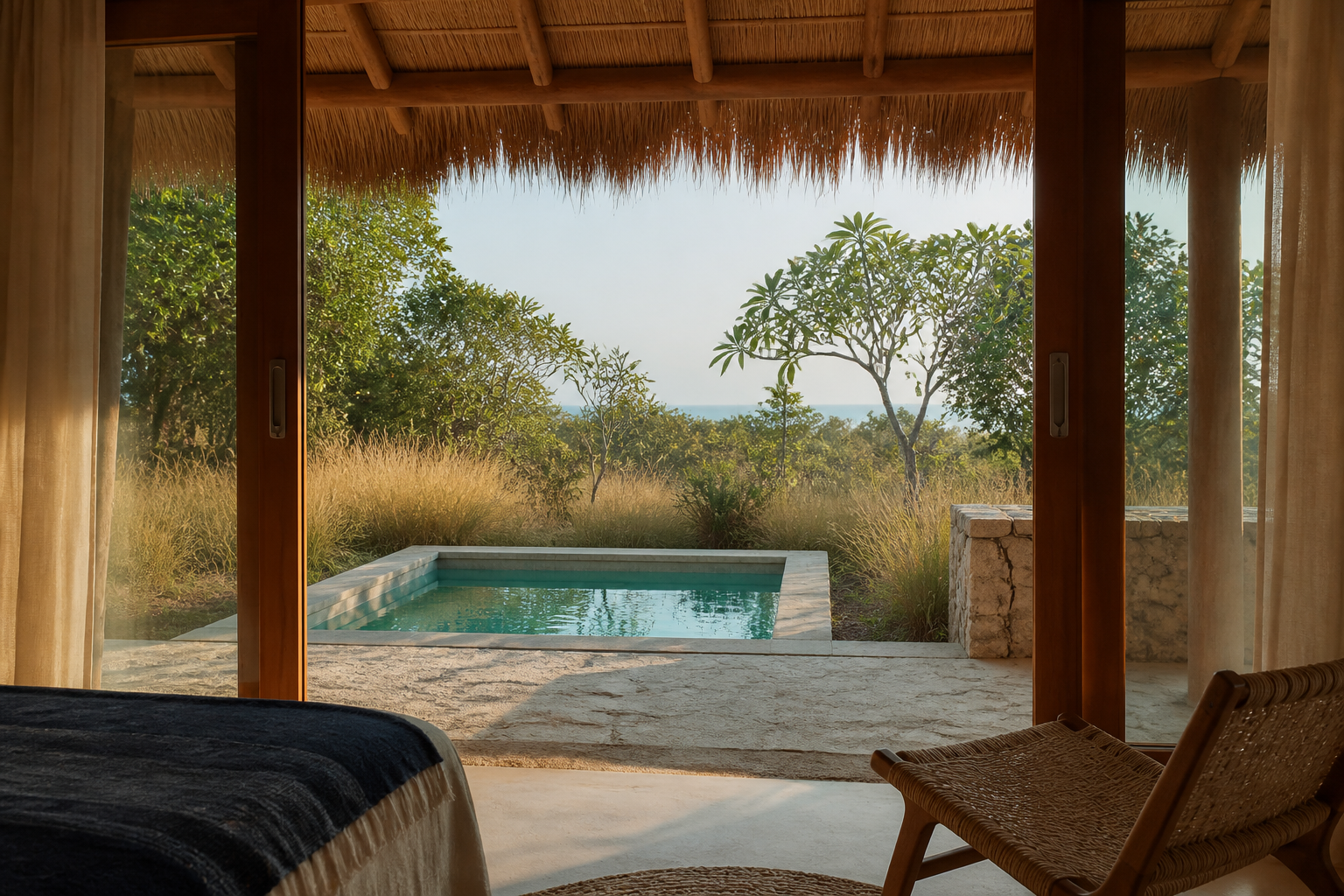 Interior concept view toward the optional private plunge pool